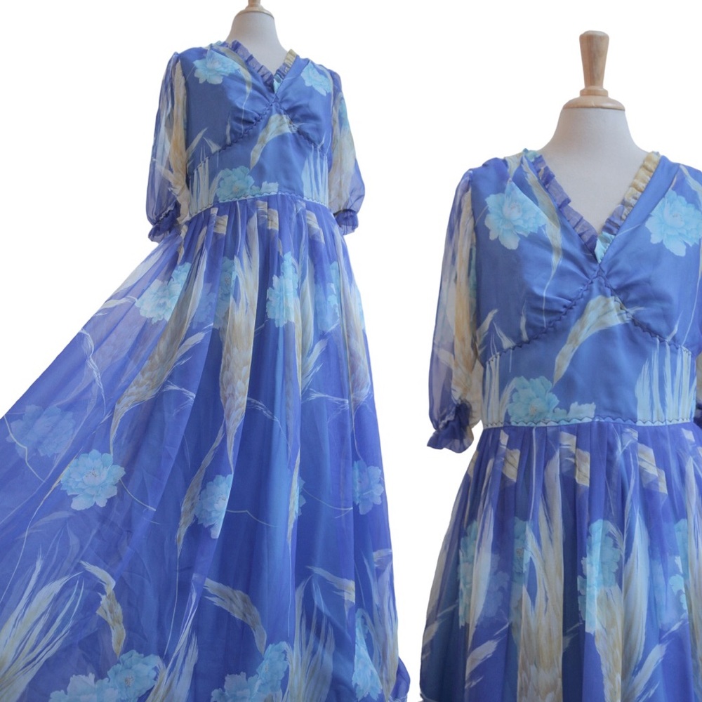 Vintage watercolor chiffon dress